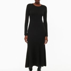 Aritzia Wilfred Danse Black Knit Dress Wool Cashmere Blend Size XS